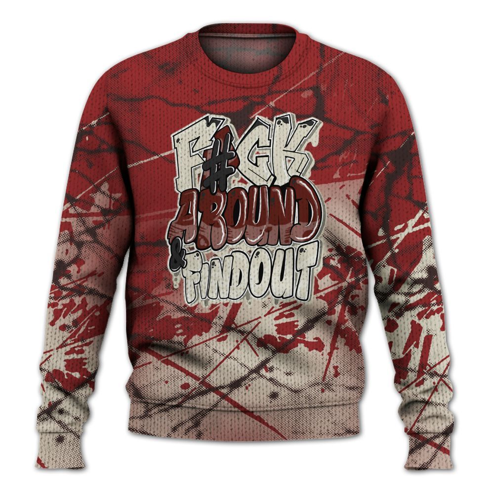 Knitted Sweater To Match High 85 Bred 1s - F Around Find Out Graphic
