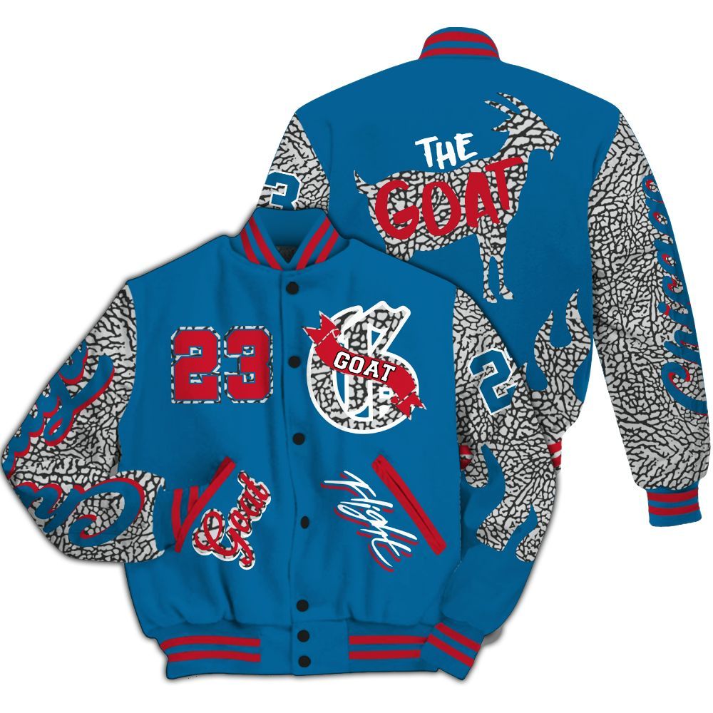 Varsity Jacket To Match OG True Blue 3s - The G.O.A.T Streetwear All Over Print