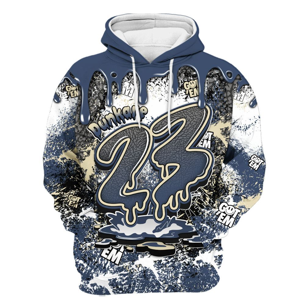 Hoodie To Match Diffused Blue 3s - Dripping 23 Drip All Over Print