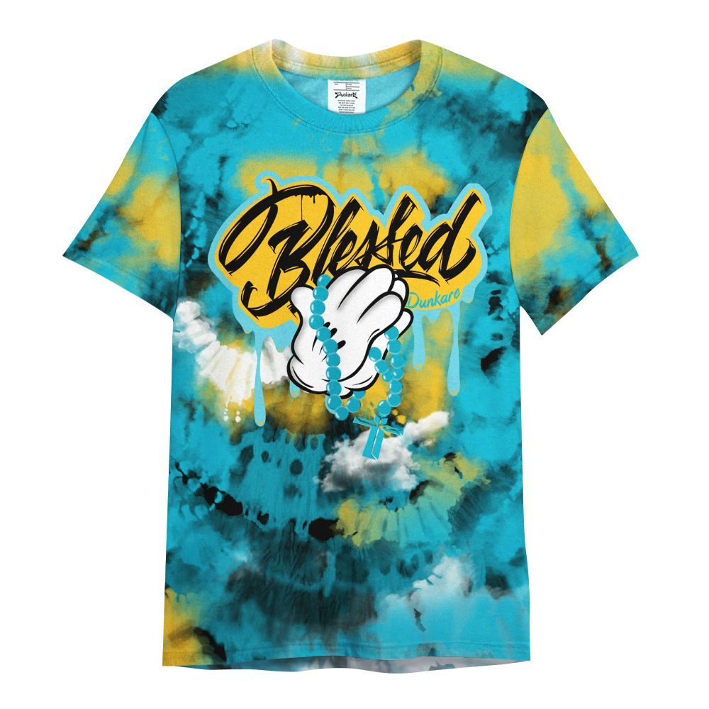 Shirt To Match Retro Aqua 5s - God Blessed Tie Dye All Over Print