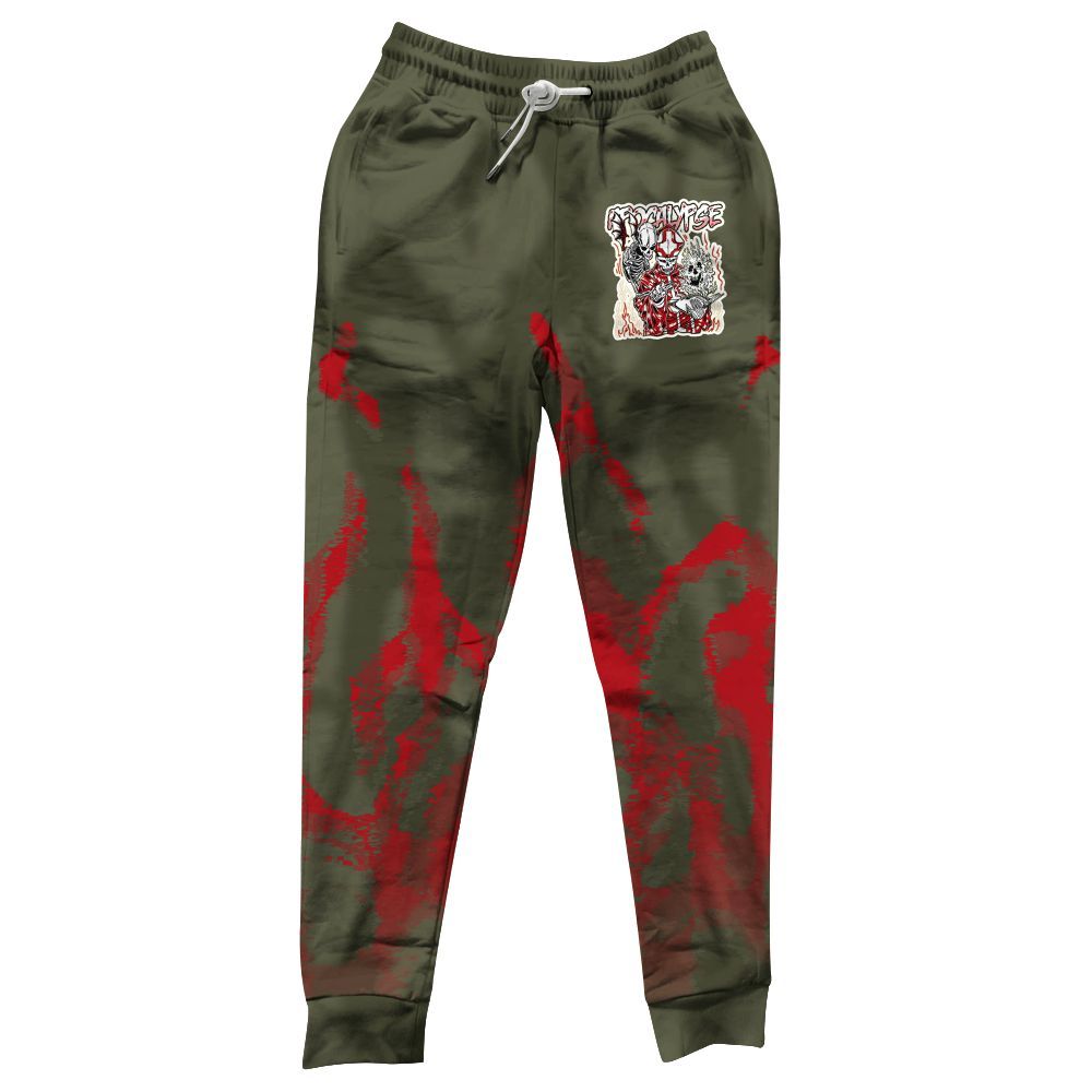 Sweatpant To Match Travis Scott Low OG Medium Olive 1s - Apocalypse Skeleton Burn All Over Print
