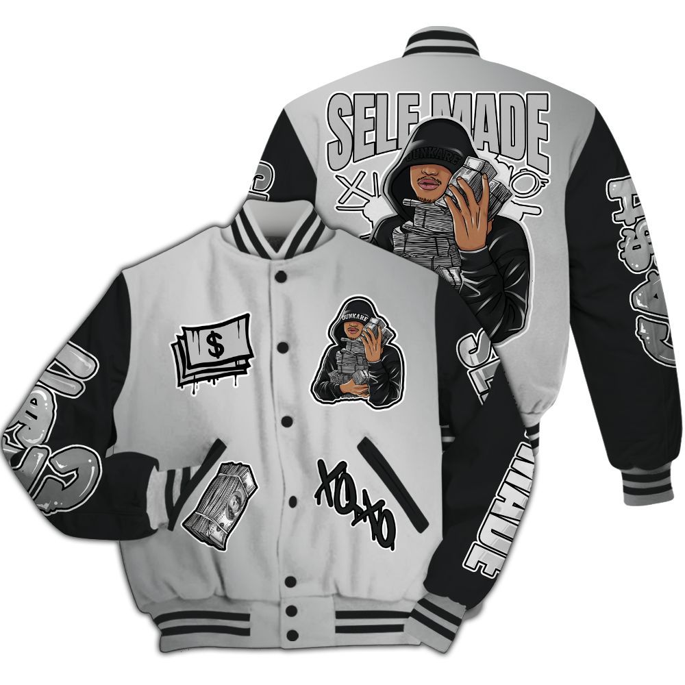 Varsity Jacket To Match Metallic Silver 14s - Selfmade Unique All Over Print