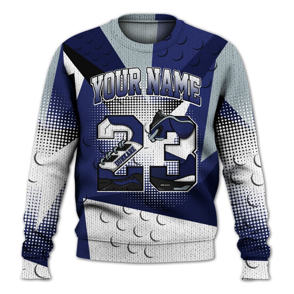 Knitted Sweater To Match Midnight Navy 11s - Poly Custom Name Number 23 5s