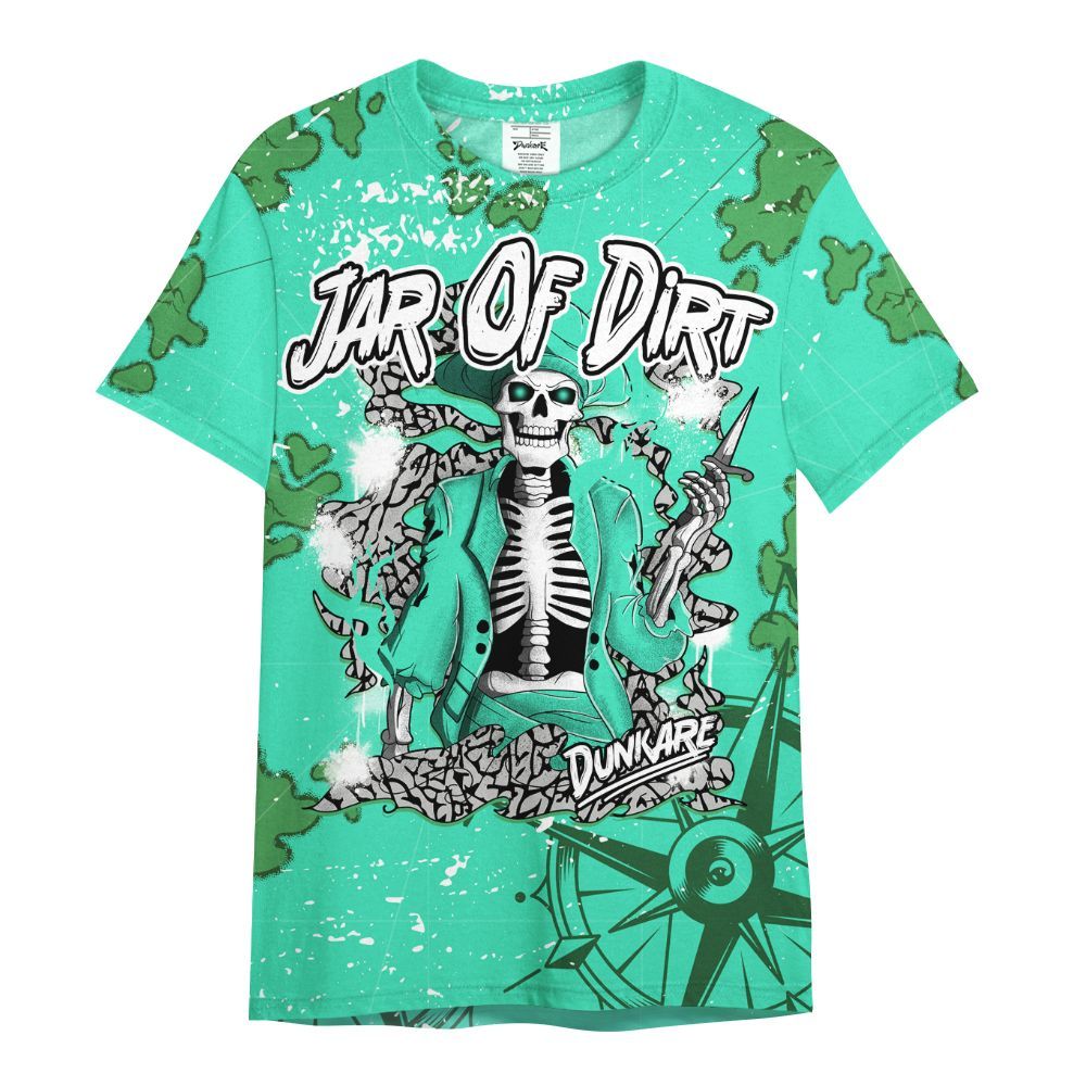 Shirt To Match Black Green Glow 3s - Skeleton Jar Of Dirt Retro Green Glow 3s Outfit All Over Print