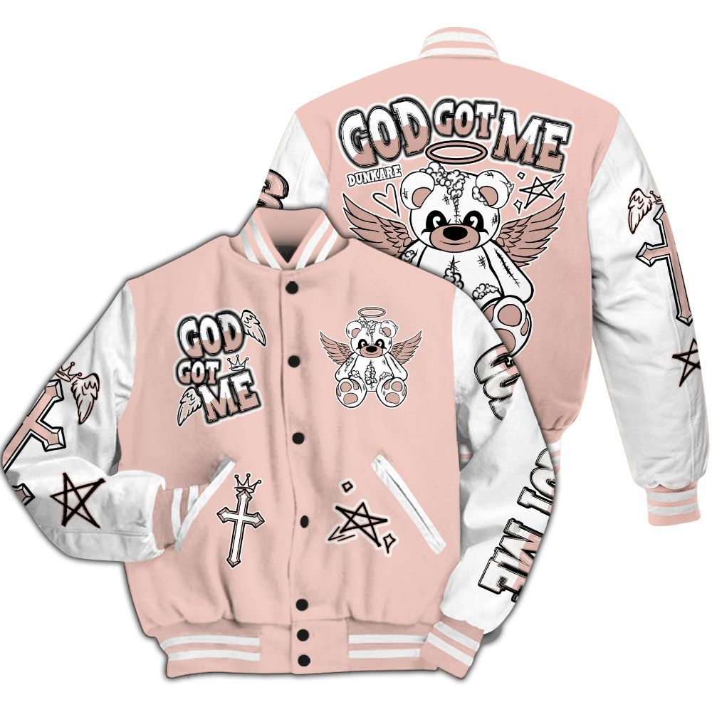Varsity Jacket To Match Low Legend Pink 11s - Gods Guides Me Bear All Over Print