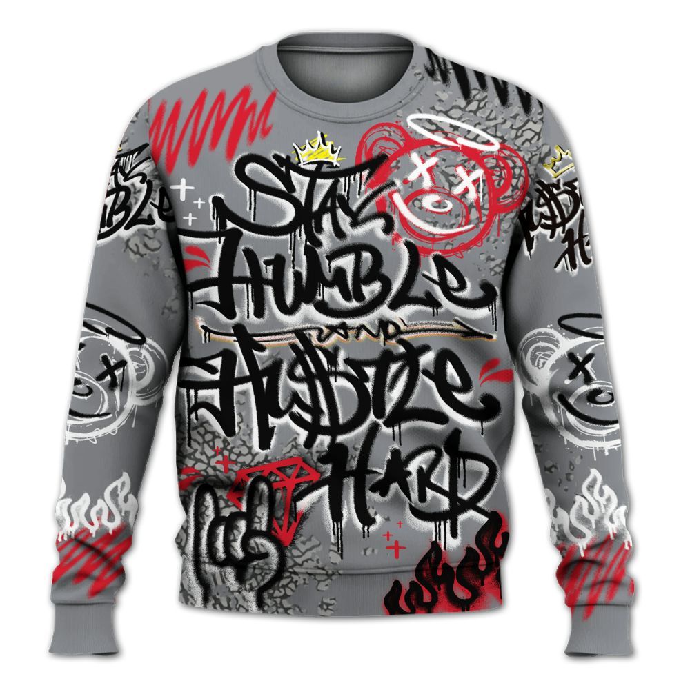 Sweatshirt To Match Black Cement 3s - Humble Drip Streetwear Graffity All Over Print