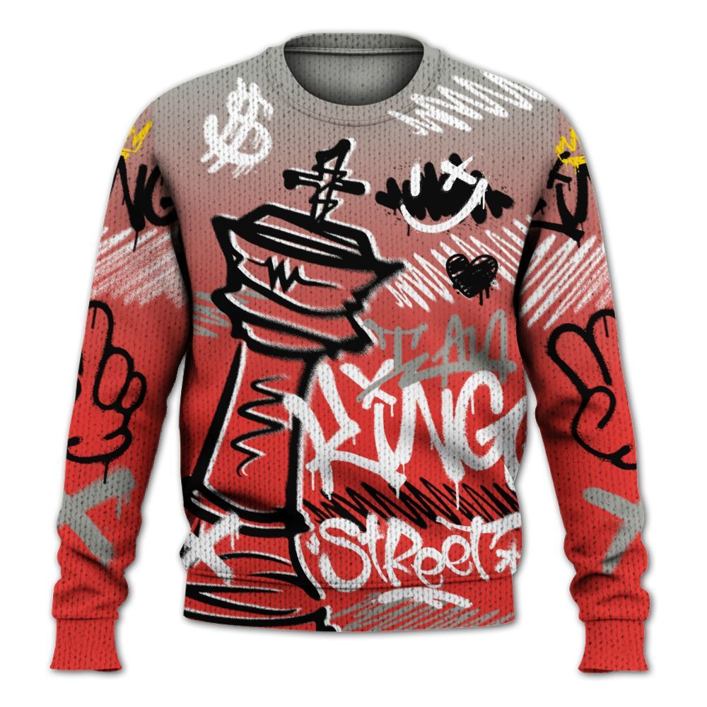 Knitted Sweater To Match Vomero 5 Bright Crimson - Street King Chess Streetwear