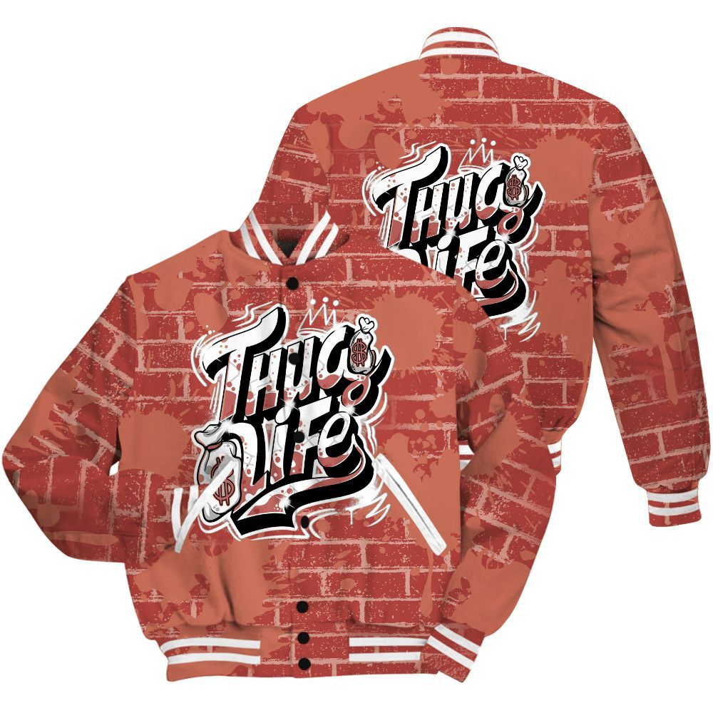 Varsity Jacket To Match Dune Red 13s Shirt - Free Thug Living Graphic Brick Art All Over Print