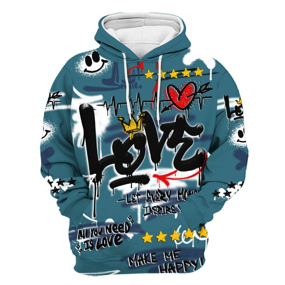 Hoodie To Match Air Foamposite Kazuya Mishima - Happy Love Beats Graffiti Streetwear All Over Print