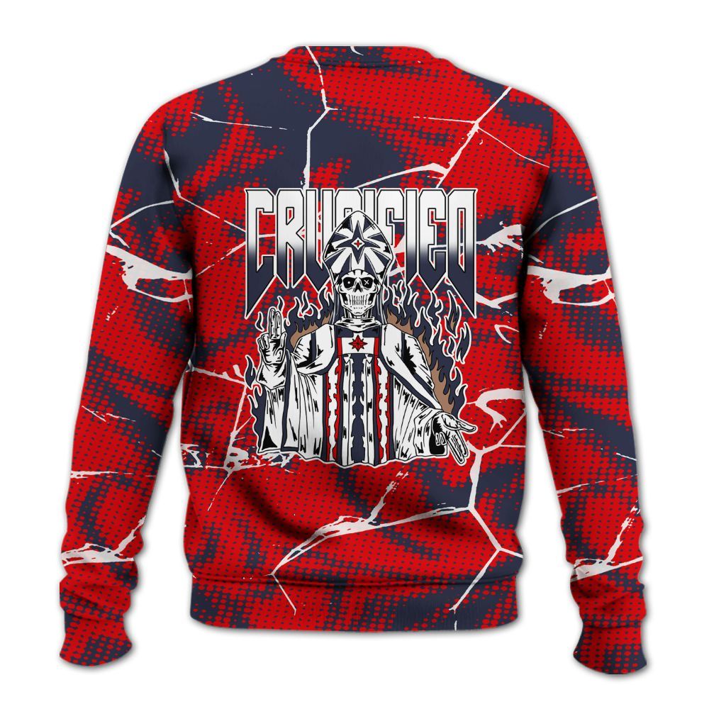 Sweatshirt To Match Low OG Howard Bison 1s - Crucified Skeleton Crack All Over Print