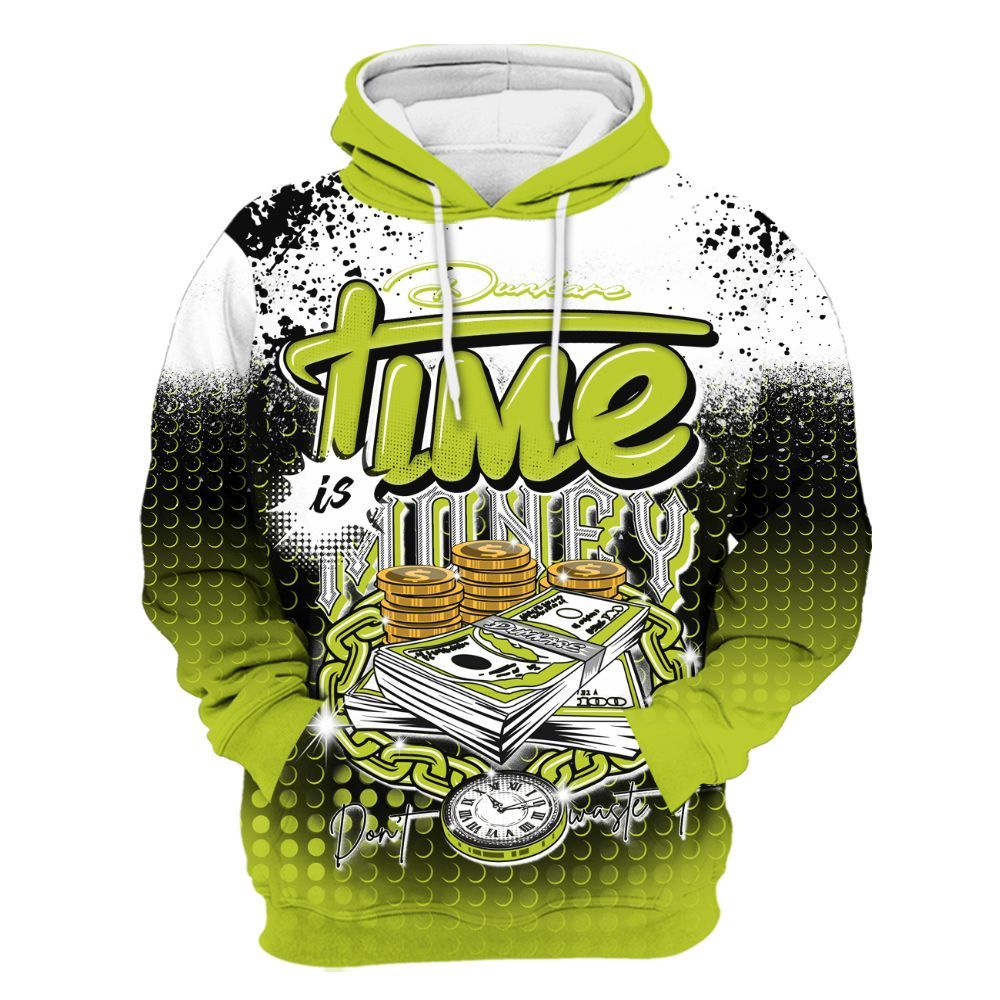 Hoodie To Match Bright Cactus 13s - Halftone Time Is Money All Over Print