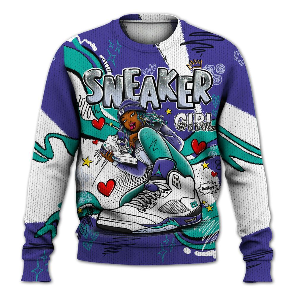 Sweater To Match Retro Grape 5s - Sneaker Girl With Shoes Graphic