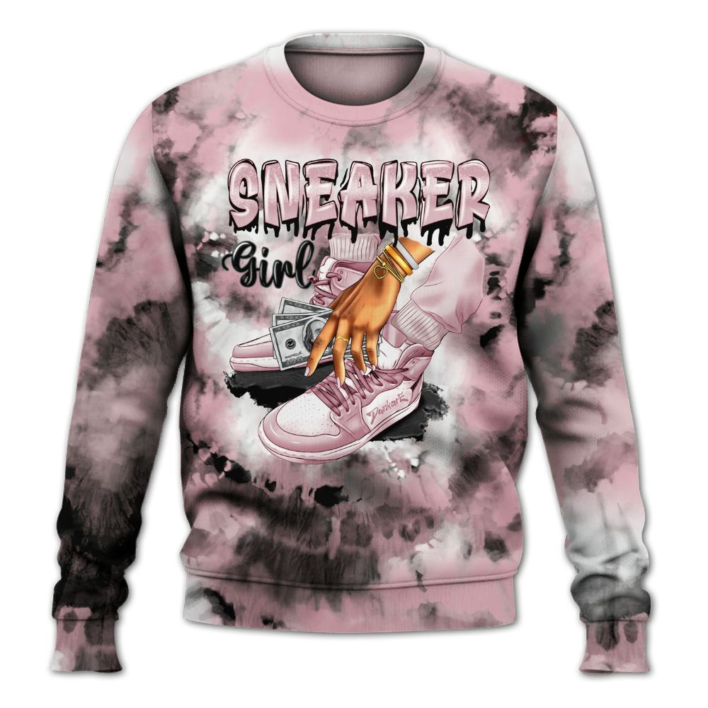 Sweatshirt To Match Air Max DN Pink Foam - SNEAKER Girl Money Drip Tie Dye All Over Print