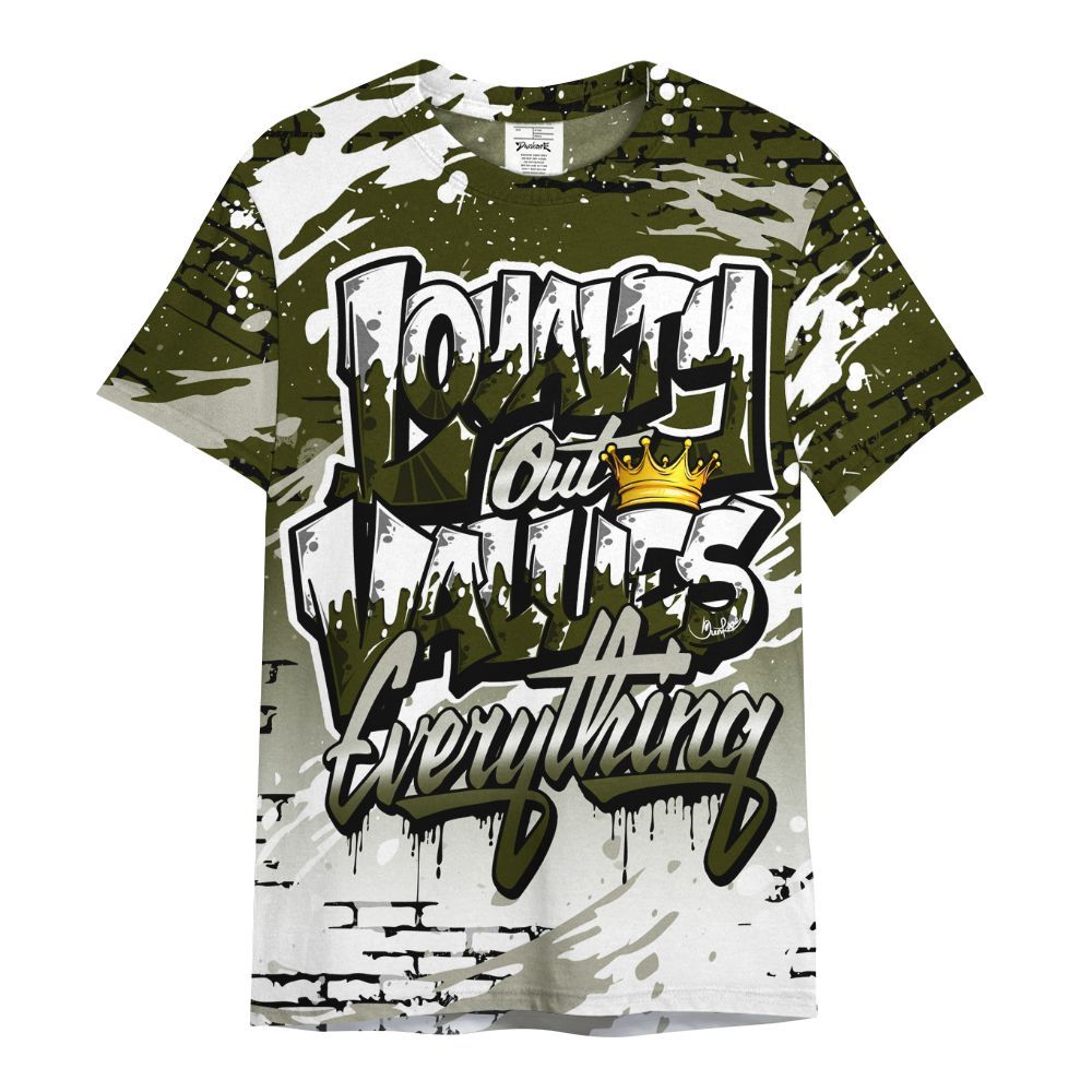 Shirt To Match Dunk Low Pale Ivory Cargo Khaki - Values Of Loyalty Drip All Over Print