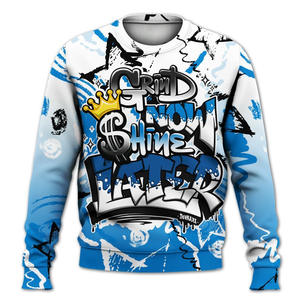 Sweatshirt To Match High OG FragmentxULA White Black 1s - Grind Shine Later Drip All Over Print