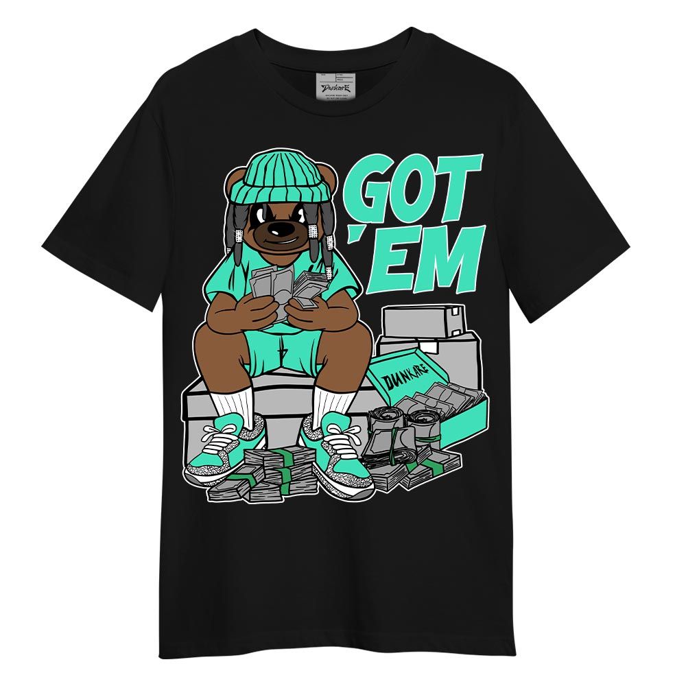 Shirt To Match Black Green Glow 3s - Bagged It Bear Shirt Unisex