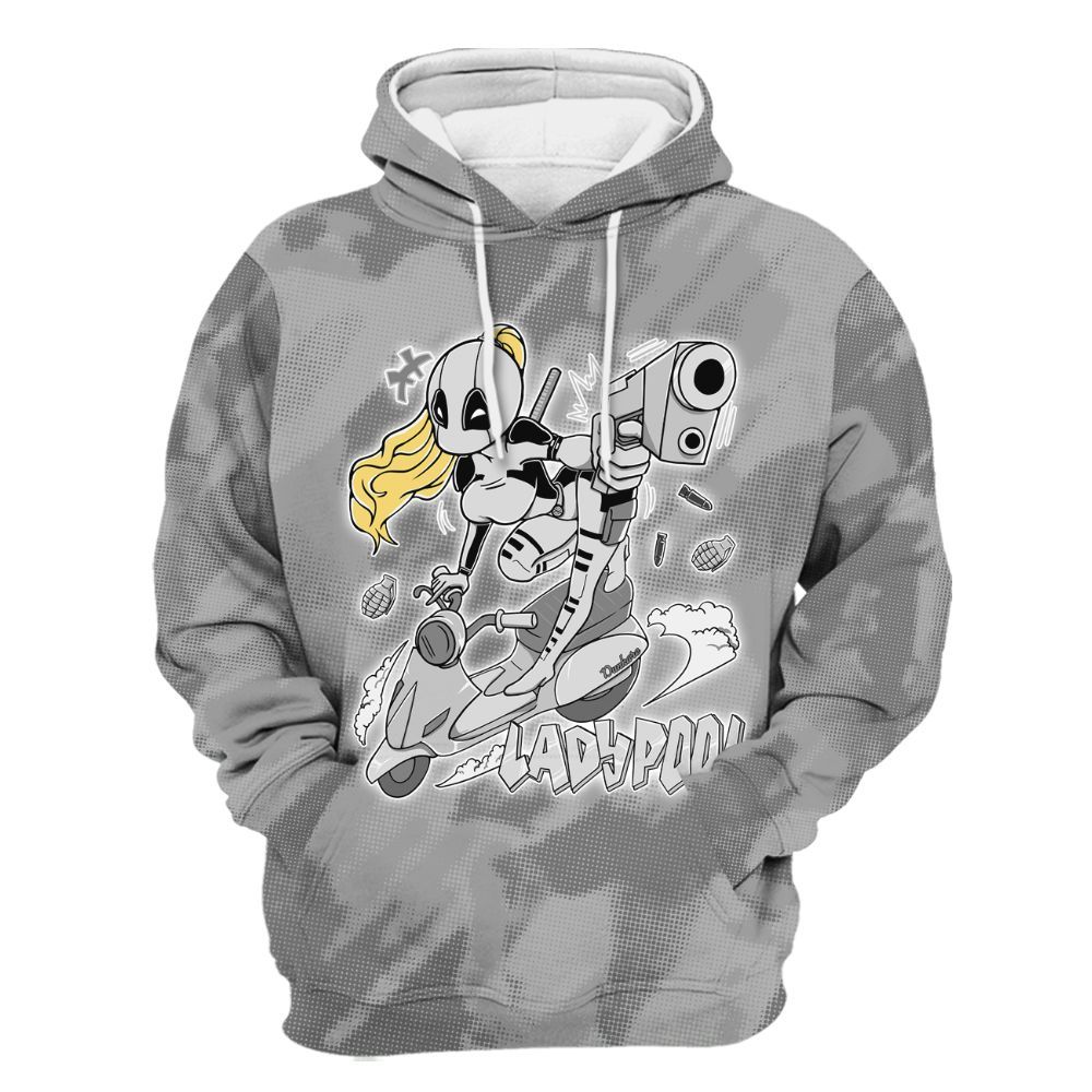 Hoodie To Match Black Wolf Grey 12s - Lady Pool Cartoon Abstract Halftone All Over Print