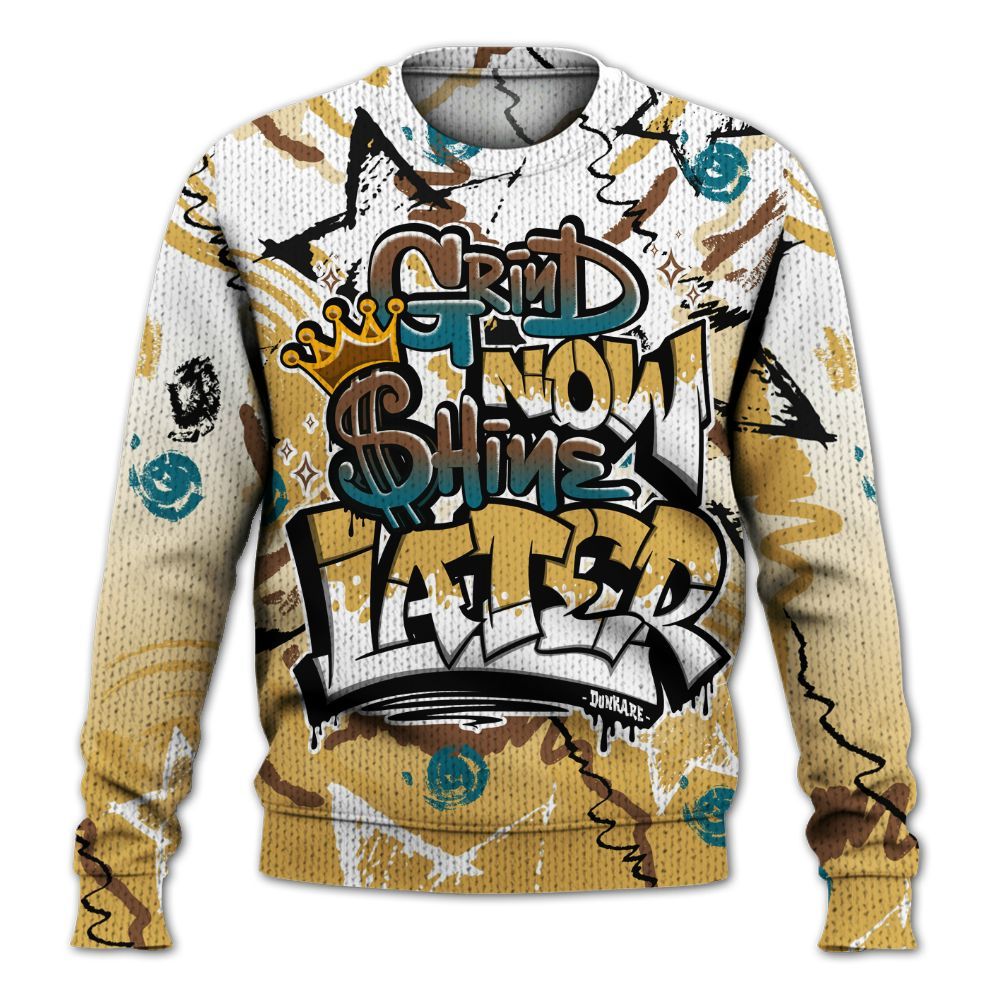 Knitted Sweater To Match Retro Cacao Wow 4s - Grind Shine Later Drip
