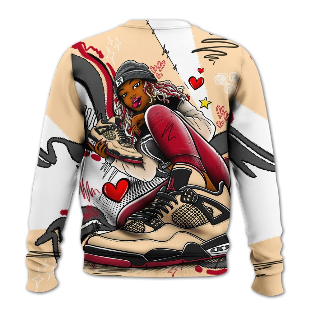 Sweatshirt To Match Retro Pizza GS 4s - Sneaker Girl With Shoes All Over Print