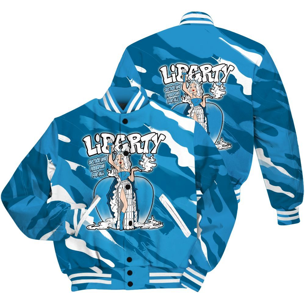 Varsity Jacket To Match Powder Blue 9s Shirt - Midwest Cartoon Colored All Over Print