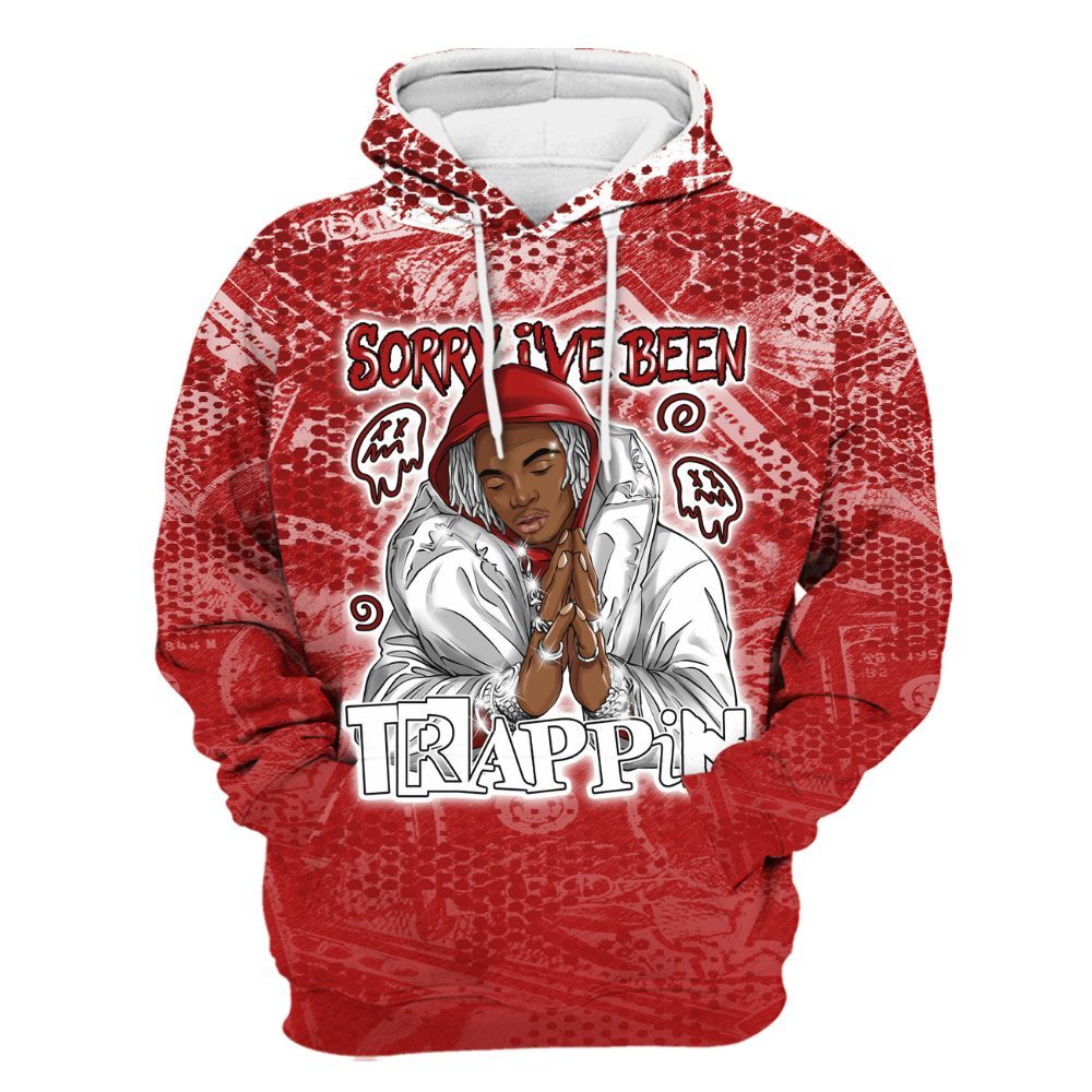 Hoodie To Match Red Taxi 12s - Trappin' Banknote All Over Print