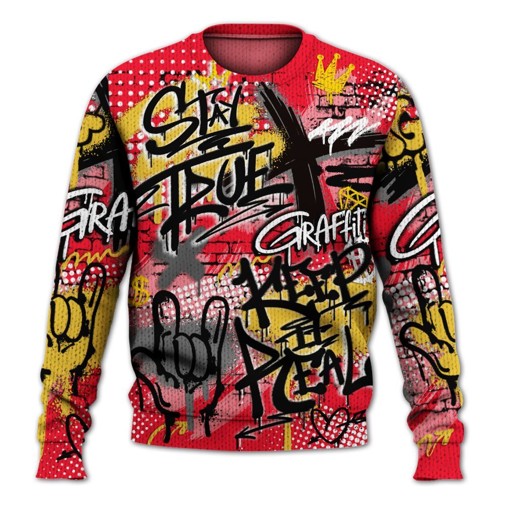 Knitted Sweater To Match KD 18 Air Bakin - True It Real Graffiti Streetwear