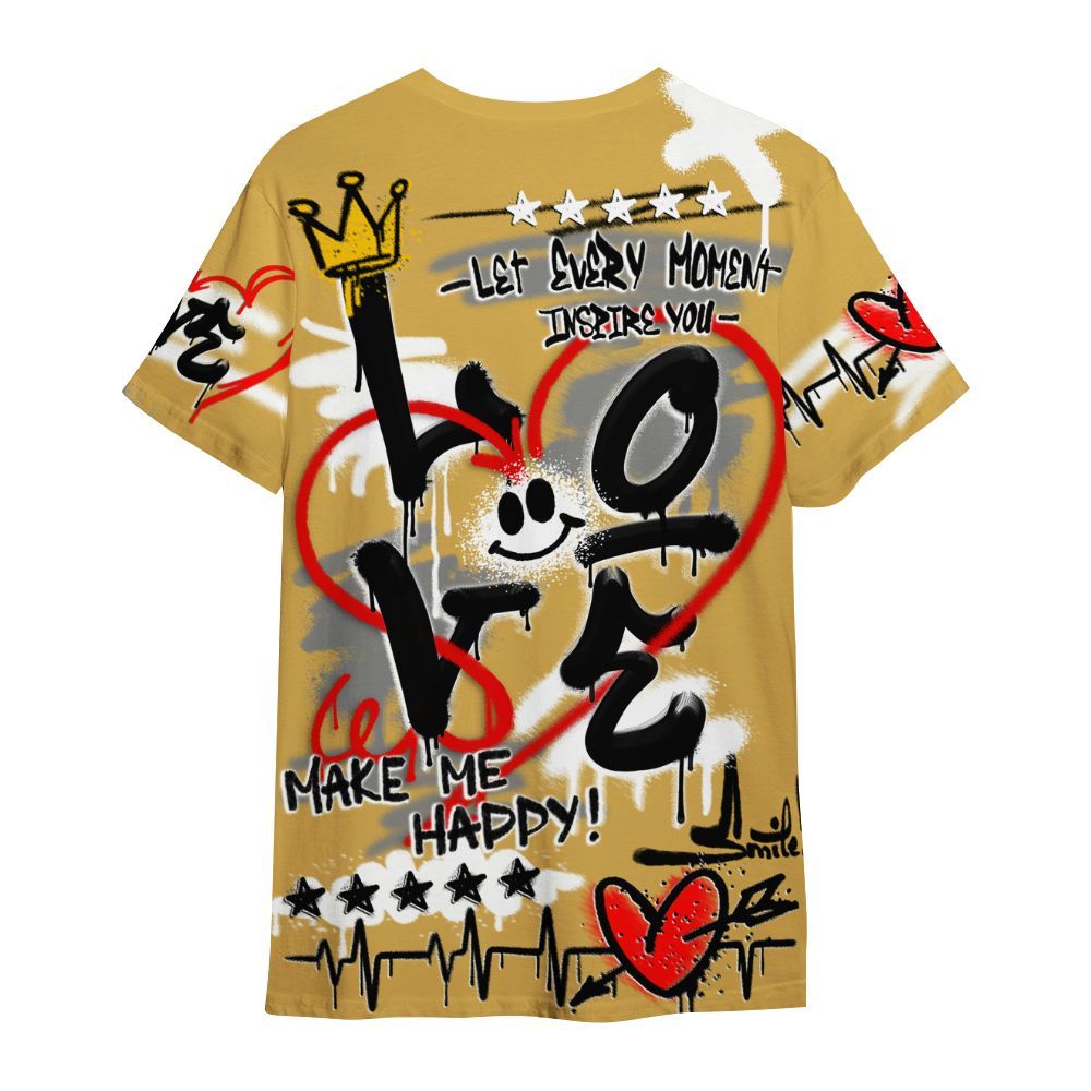 Shirt To Match Retro Light Ginger 14s - Happy Love Beats Graffiti Streetwear All Over Print