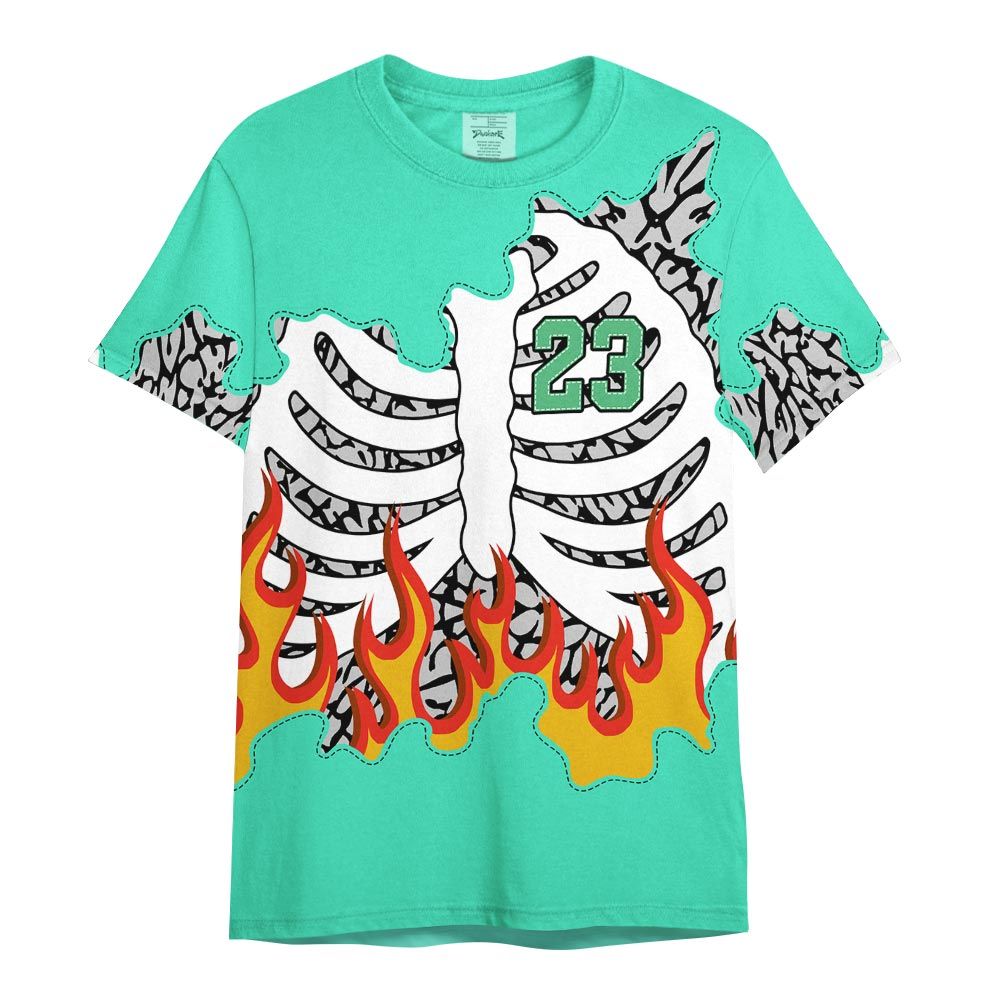 Shirt To Match Black Green Glow 3s - Number 23 Skeleton Flame Shirt Green Glow 3s Outfit
