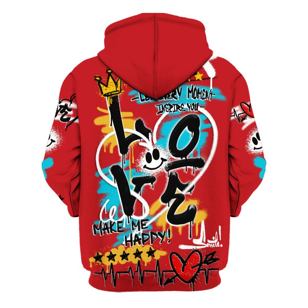 Hoodie To Match Dunk Low Fruity Pebbles - Happy Love Beats Graffiti Streetwear All Over Print