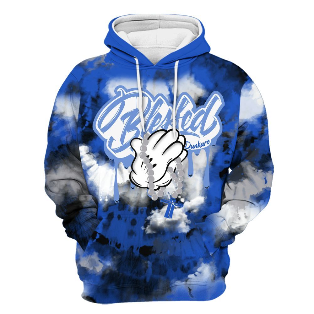 Hoodie To Match Retro Stealth 5s - God Blessed Tie Dye All Over Print
