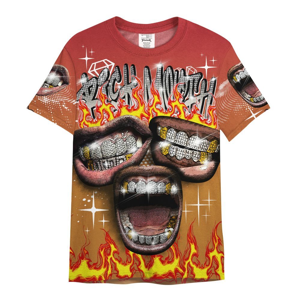 Shirt To Match Air Max Plus Sunset Swarovski - Rich Mouth Fire Rap Retro 90s All Over Print