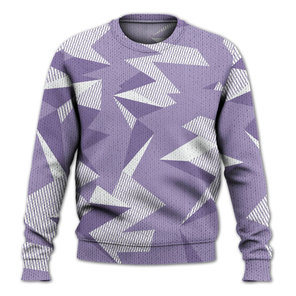 Knitted Sweater To Match Low Pure Violet 11s - Geometric Camouflage Pattern