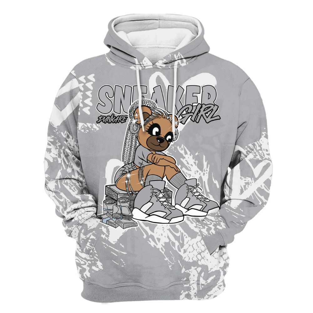 Hoodie To Match Low OG Wolf Grey 1s - Sneaker Girl Bear Heart Grunge All Over Print