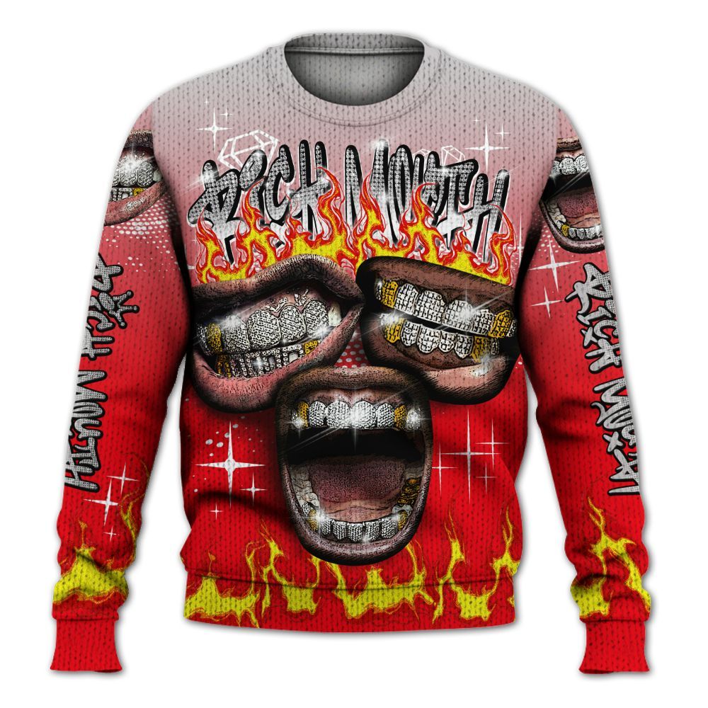 Knitted Sweater To Match Air Max 1 Low Poly - Rich Mouth Fire Rap Retro 90s