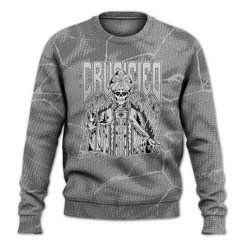 Knitted Sweater To Match Black Wolf Grey 12s - Crucified Skeleton Crack