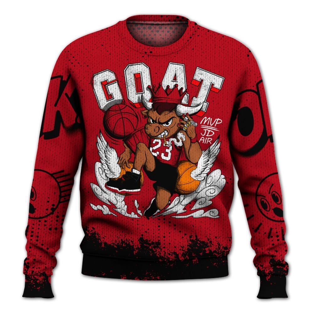 Knitted Sweater To Match Bred Velvet 11s - FlightMan Number 23 G.O.A.T