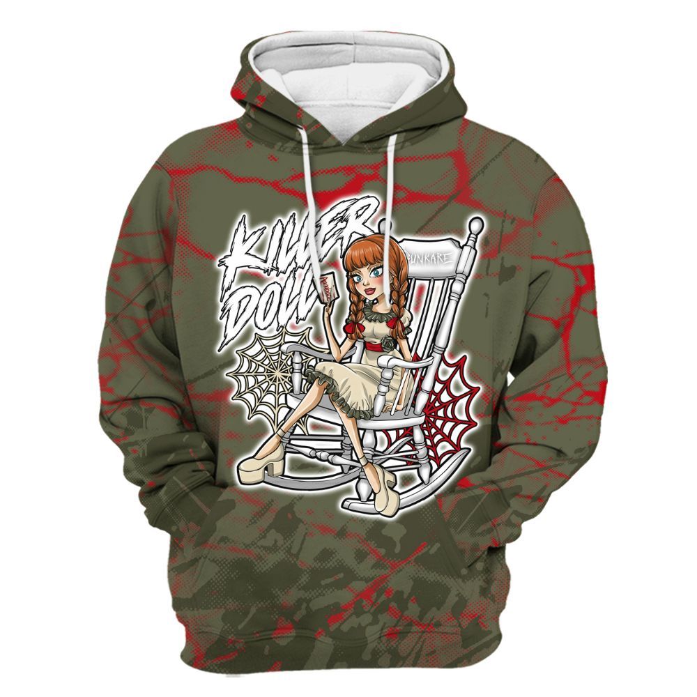 Hoodie To Match Travis Scott Low OG Medium Olive 1s - Killer Doll-A Halloween Profound All Over Print