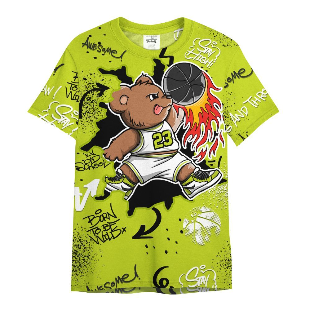 Shirt To Match Bright Cactus 13s - Number 23 Basketball Bear Custom Name All Over Print