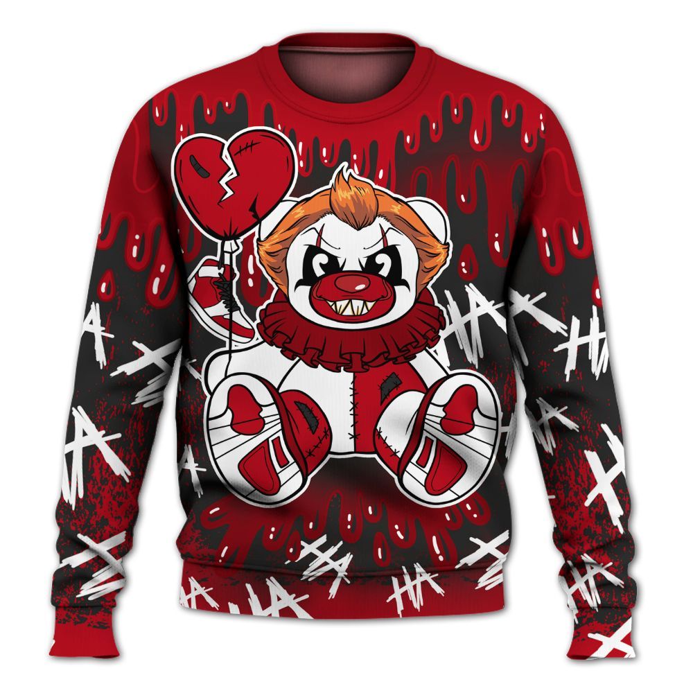 Sweatshirt To Match Bred Velvet 11s - Shoe Game Bear Drip All Over Print