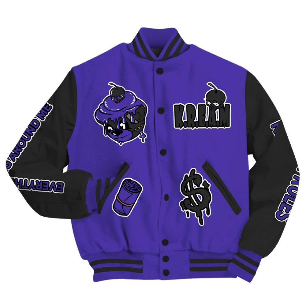 Varsity Jacket To Match Field Purple 12s - Loot Bear All Over Print