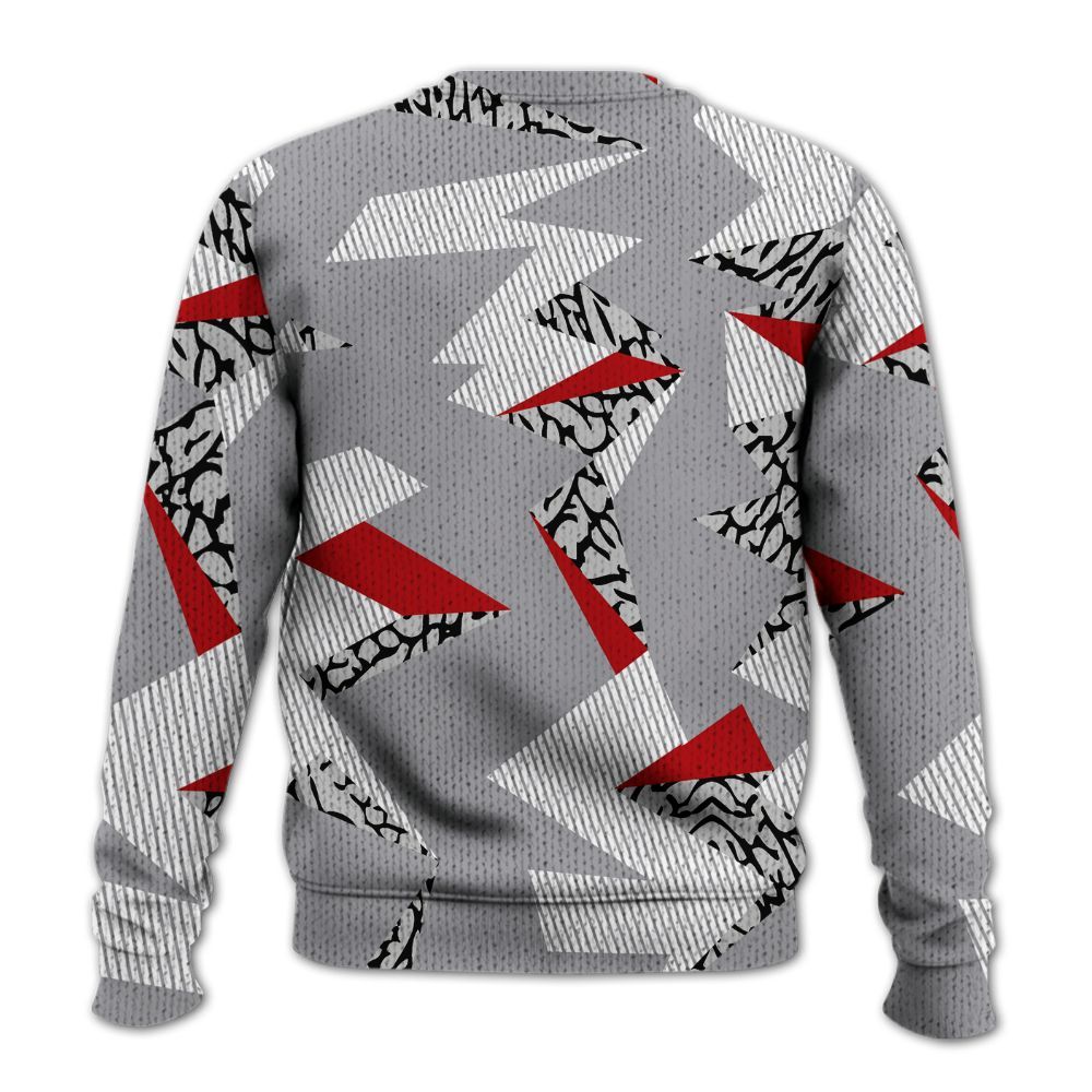 Knitted Sweater To Match Cement Grey 3s - Geometric Camouflage Pattern