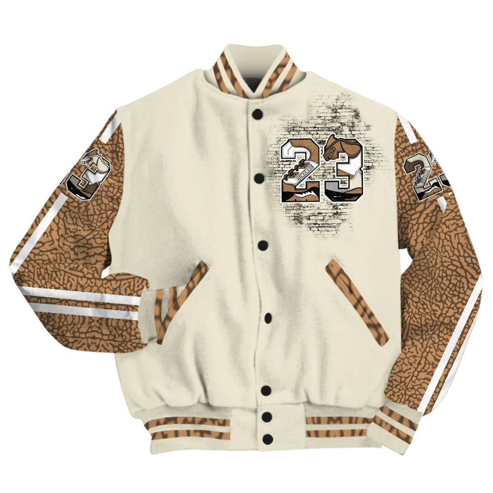Varsity Jacket To Match Orewood Brown 3s - Custom Name Number 23 5s All Over Print