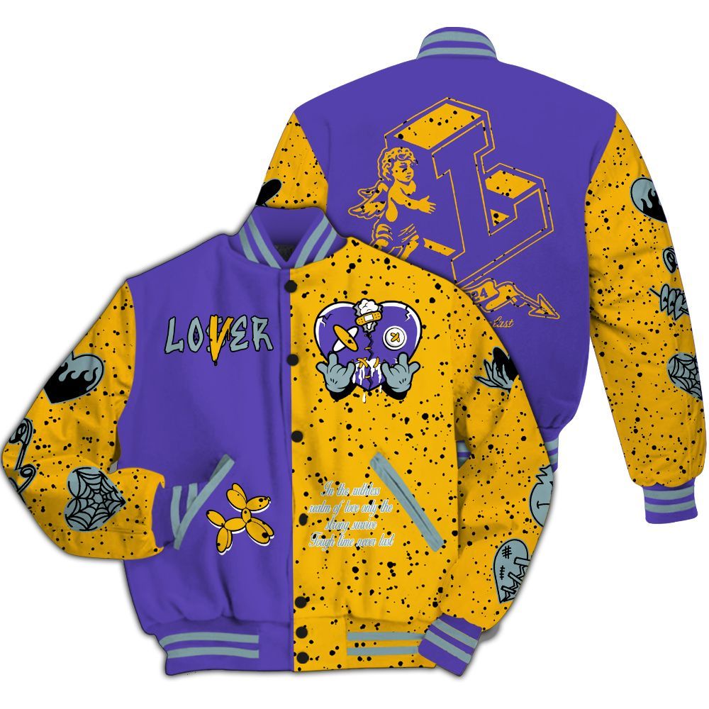 Varsity Jacket To Match Imperial Purple 4s - Loser Lover Heart F Ck Love All Over Print