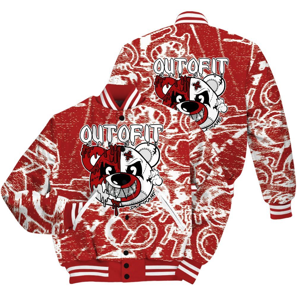 Varsity Jacket To Match Red Taxi 12s Shirt - Out Of It Bear Avant-Garde All Over Print