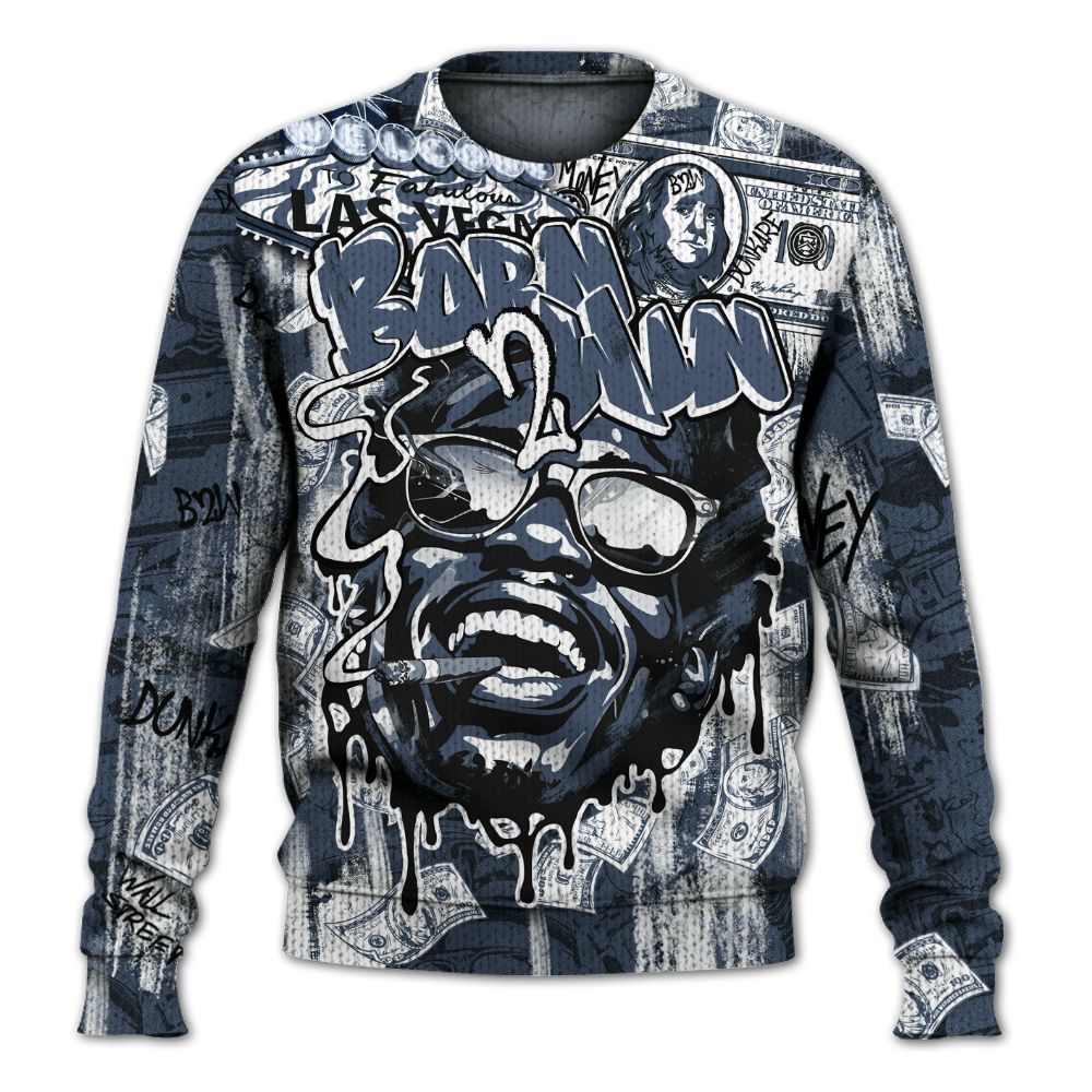 Knitted Sweater To Match Low Diffused Blue 11s - Born To Win Money