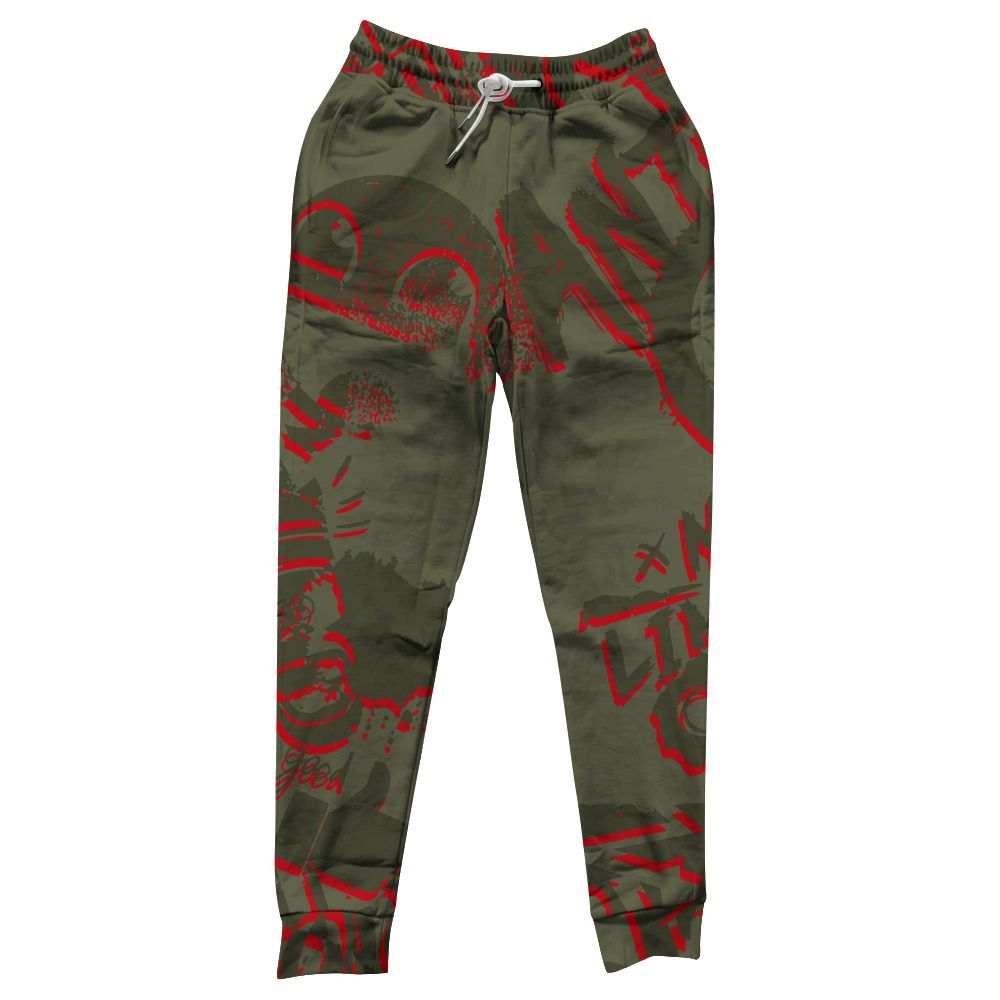Sweatpant To Match Travis Scott Low OG Medium Olive 1s - Monogram Graffiti All Over Print