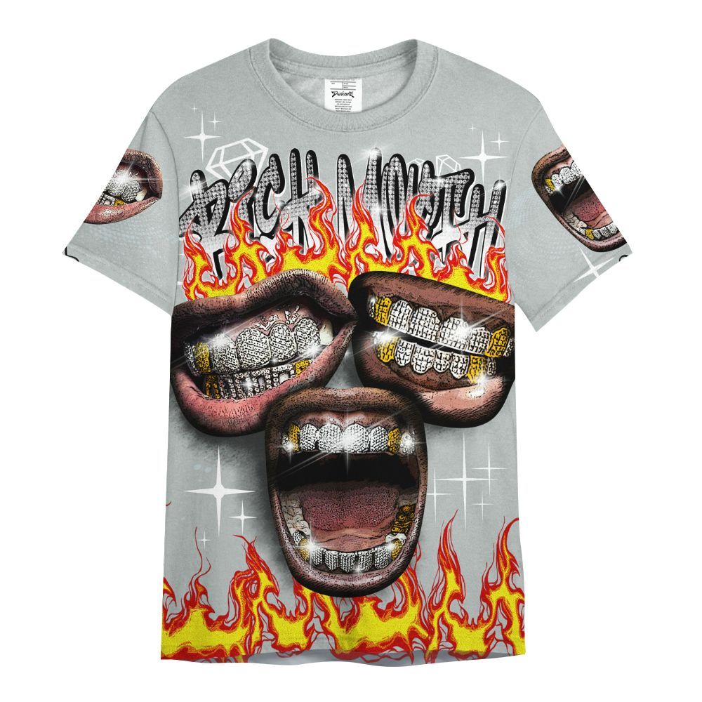 Shirt To Match Black Wolf Grey 12s - Rich Mouth Fire Rap Retro 90s All Over Print