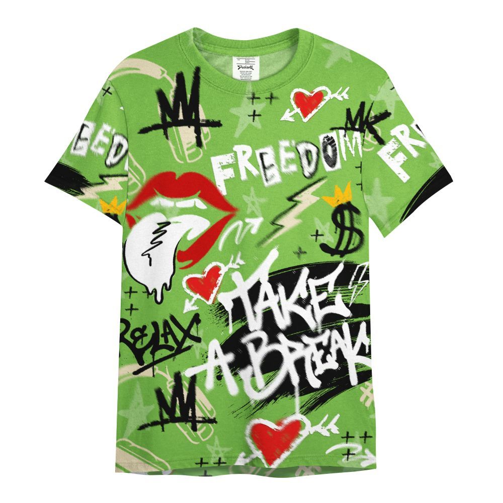 Shirt To Match Air Max Waffle SP Action Green - Take Break Freedom Graffiti Streetwear All Over Print