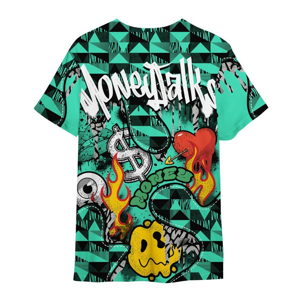 Shirt To Match Black Green Glow 3s - 23 Smile Burning Heart Green Glow 3s All Over Print