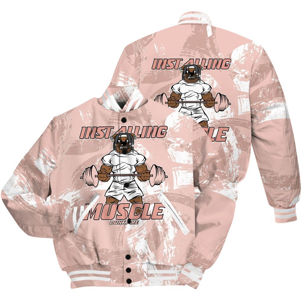 Varsity Jacket To Match Low Legend Pink 11s Shirt - Installing Muscle Bear Circle Slpash All Over Print